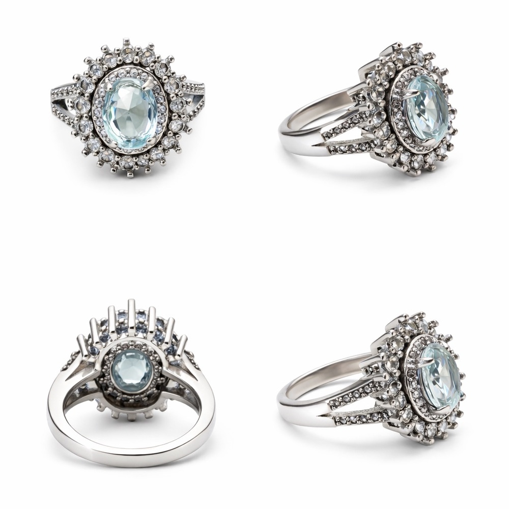 Elegant Silver and Blue Gemstone Ring